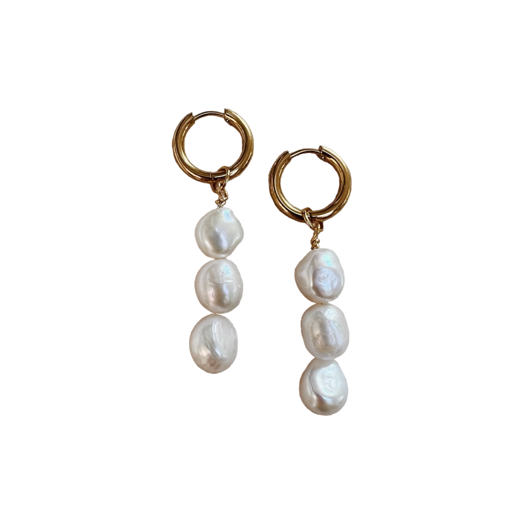 3 Drop Pearl Earrings sccollection